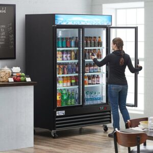 GDC-49-HC 53" Black Swing Glass Door Merchandiser Refrigerator with LED Lighting