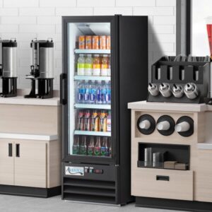 GDC-10-HC 21 5/8" Black Swing Glass Door Merchandiser Refrigerator with LED Lighting