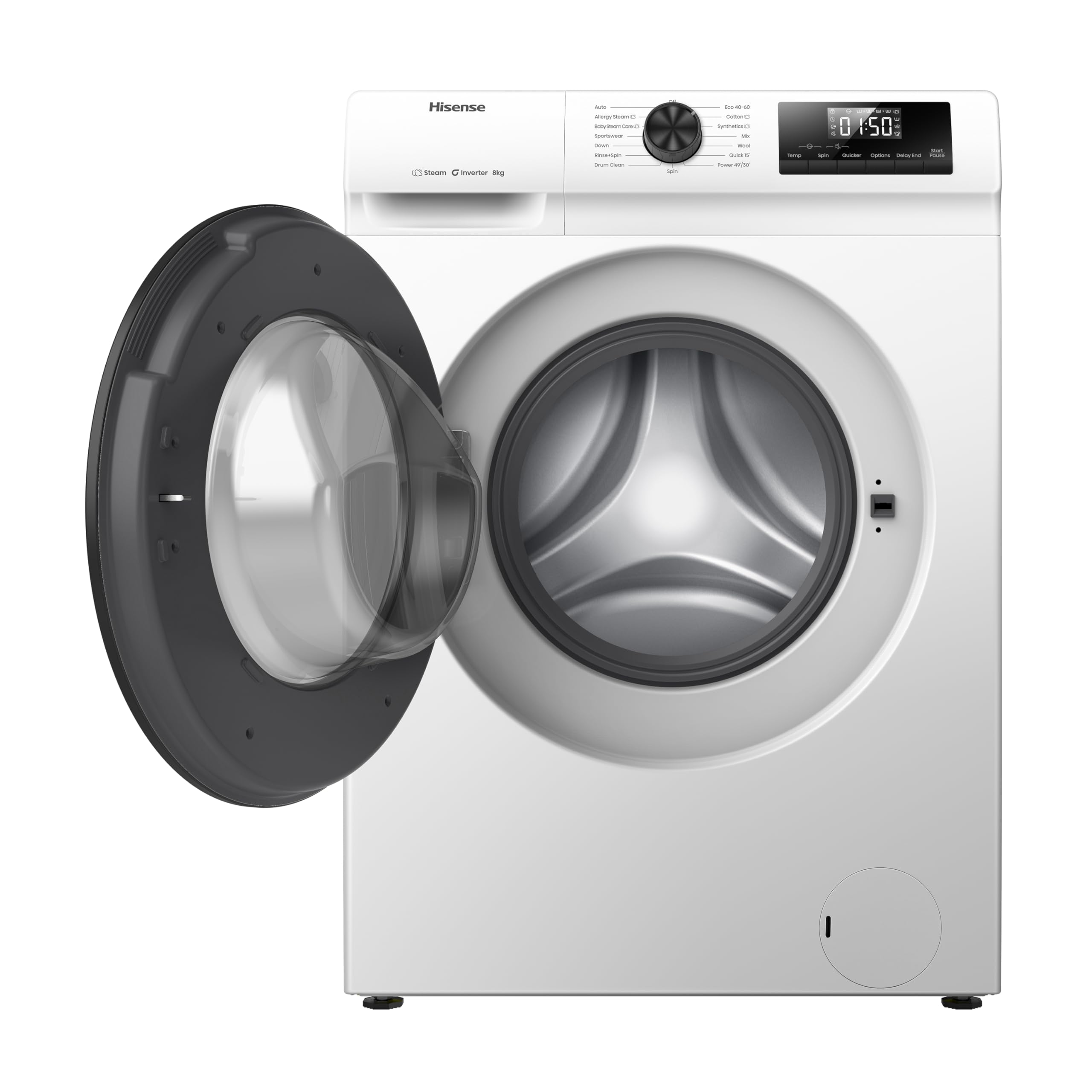 Hisense WF1Q8041BW 8KG Front Load Washing Machine – Inverter, Steam Wash, Quick Wash, 15 Programmes, 1400RPM, A Rated, White - Image 12