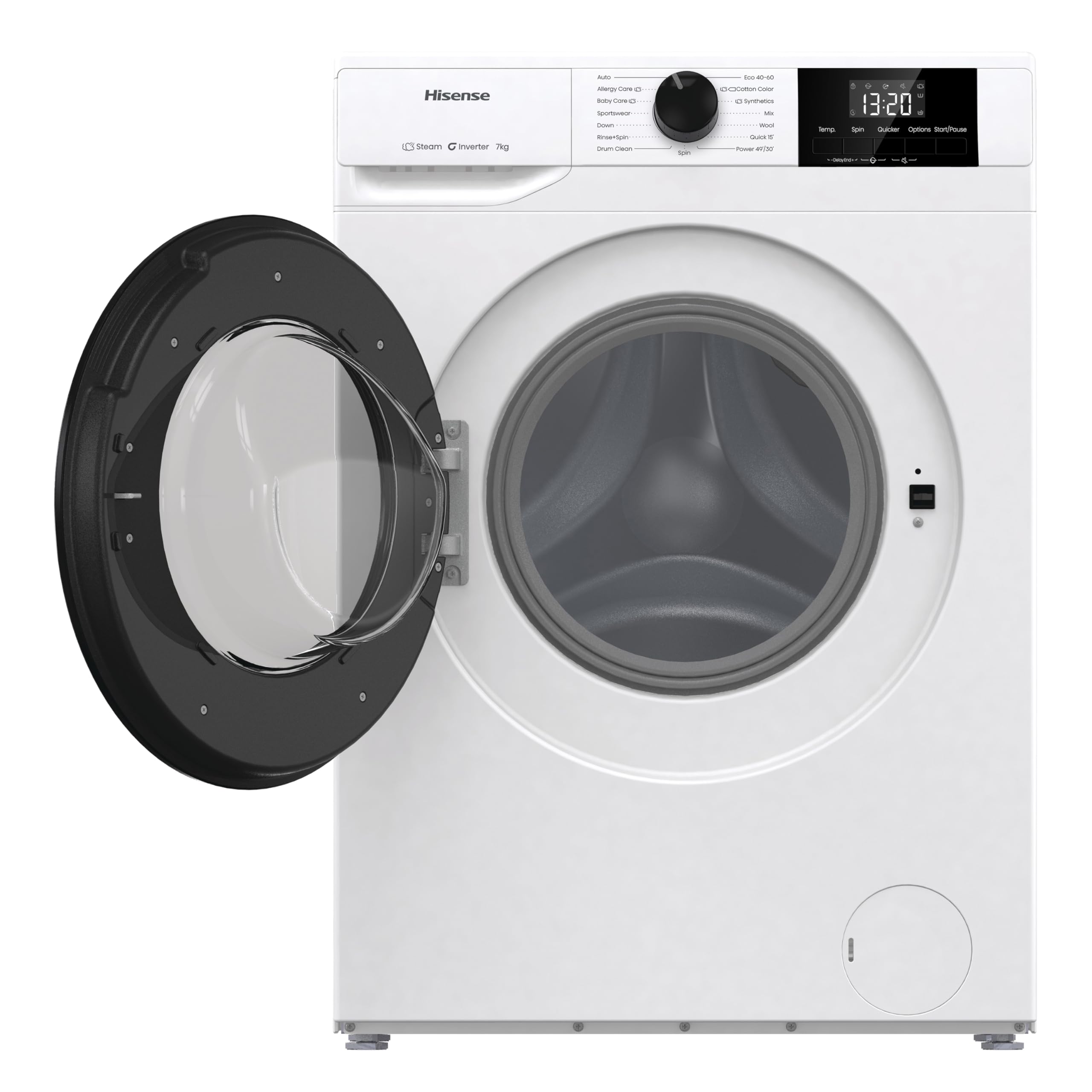 Hisense WF1G7021BW 7KG Front Load Washing Machine – Inverter, Steam Wash, Quick Wash, 15 Programmes, 1200RPM, B Rated, White - Image 10