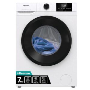 Hisense WF1G7021BW 7KG Front Load Washing Machine – Inverter, Steam Wash, Quick Wash, 15 Programmes, 1200RPM, B Rated, White