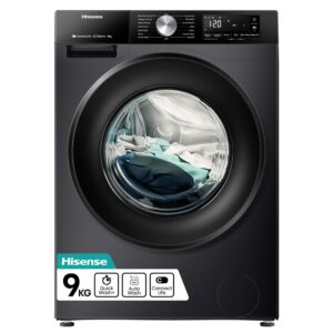 Hisense WF3S9043BB3 9KG Front Load Washing Machine – WiFi, Inverter, Steam Wash, Quick Wash, 19 Programmes, 1400 RPM, A Rated, Black