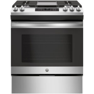 30 Inch Wide 5.3 Cu. Ft. Slide In Gas Range with Integrated Non-Stick Griddle and Two Power Burners